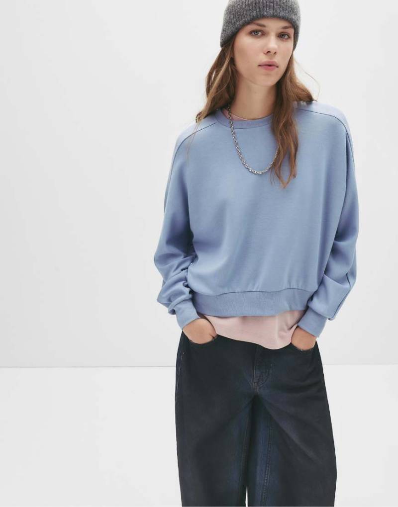 Pull & Bear - Basic-Sweatshirt in Blau mit Rundhalsausschnitt von Pull & Bear