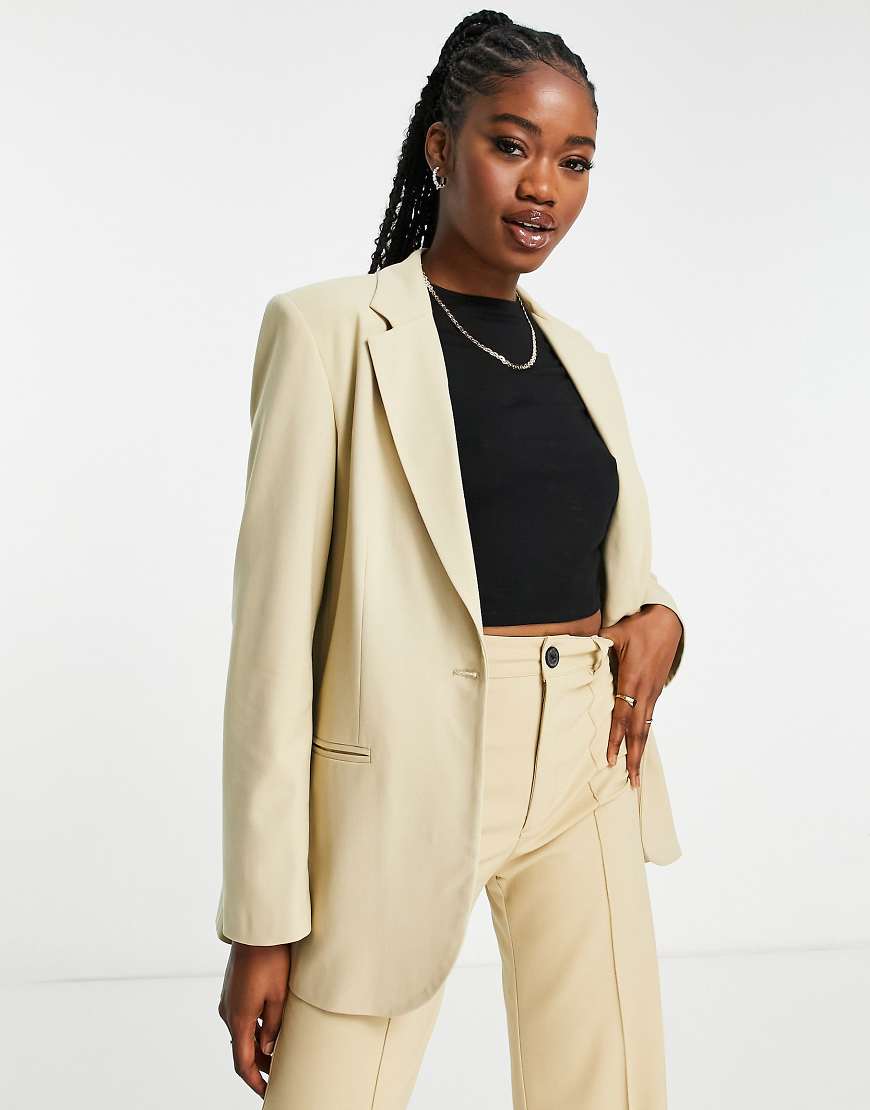 Pull & Bear - Blazer in Blassgelb, Kombiteil-Neutral von Pull & Bear