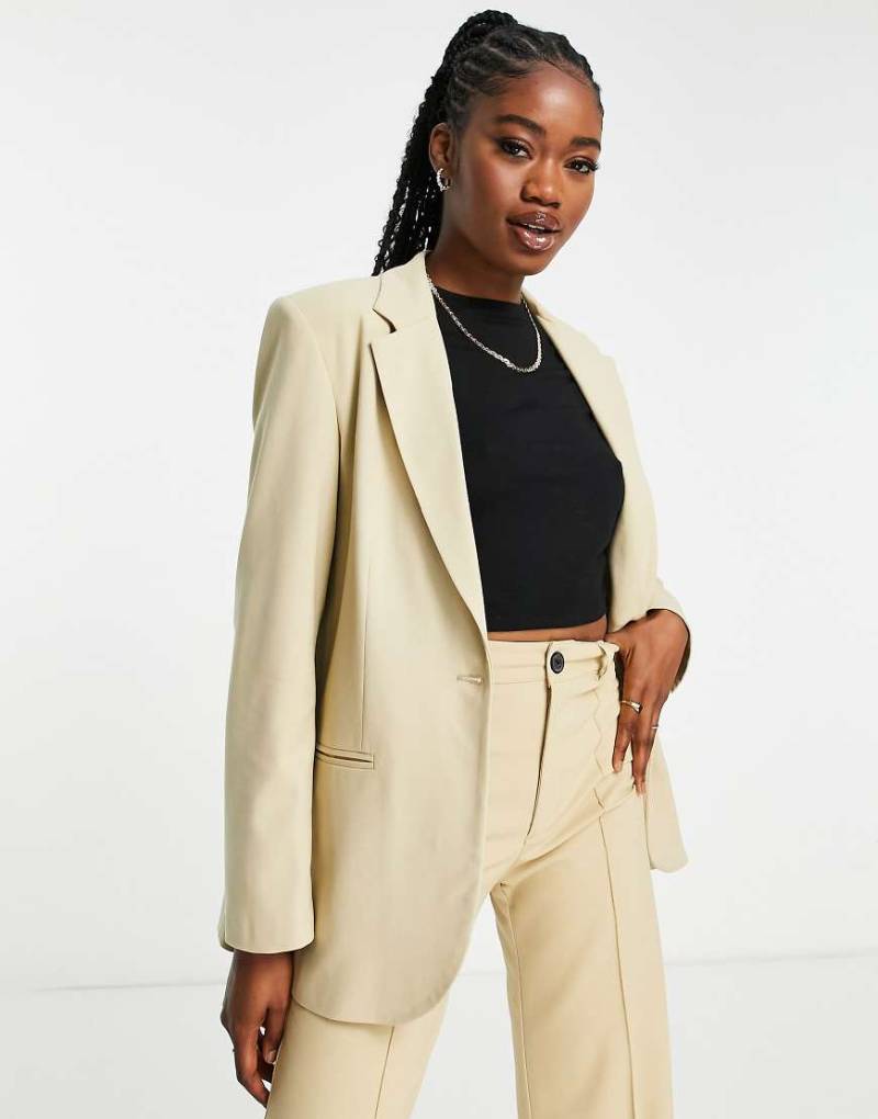 Pull & Bear - Blazer in Blassgelb, Kombiteil-Neutral von Pull & Bear