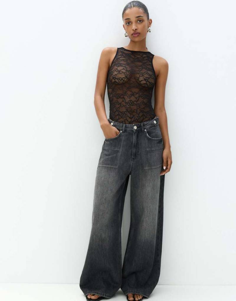 Pull & Bear - Body aus Spitze in Schwarz von Pull & Bear