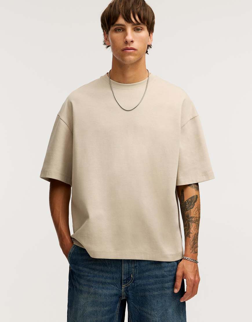 Pull & Bear - Boxy Fit T-Shirt in Sand-Neutral von Pull & Bear