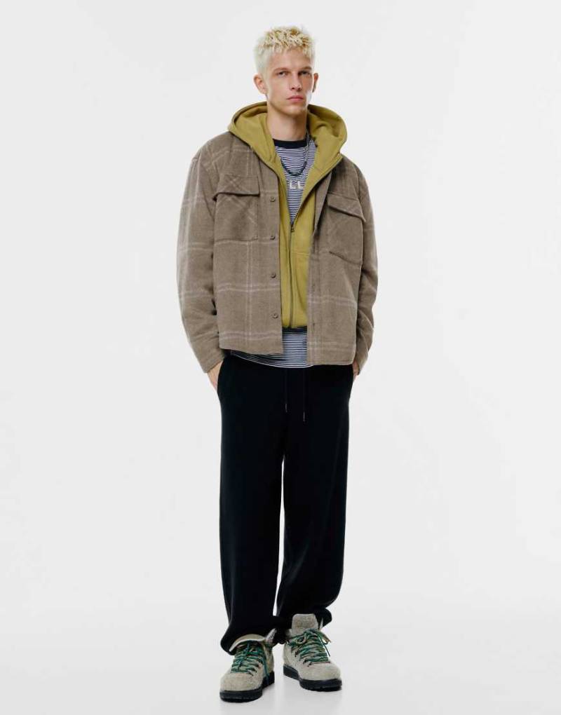 Pull & Bear - Braun karierte Hemdjacke-Brown von Pull & Bear