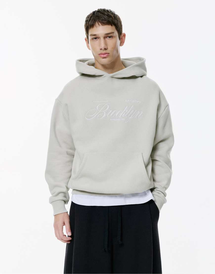 Pull & Bear - Brooklyn - Kapuzenpullover in Perlgrau von Pull & Bear