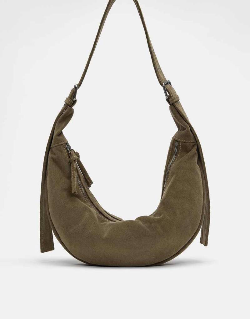 Pull & Bear - Canvas-Umhängetasche in Braun-Brown von Pull & Bear
