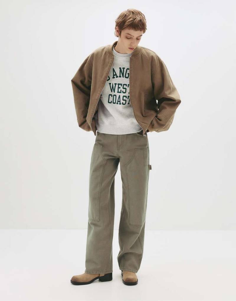 Pull & Bear - Carpenter-Hose in Khaki-Grün von Pull & Bear