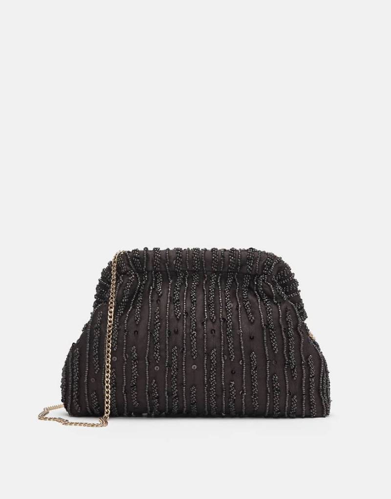 Pull & Bear - Clutch in Braun mit Perlenbesatz-Brown von Pull & Bear