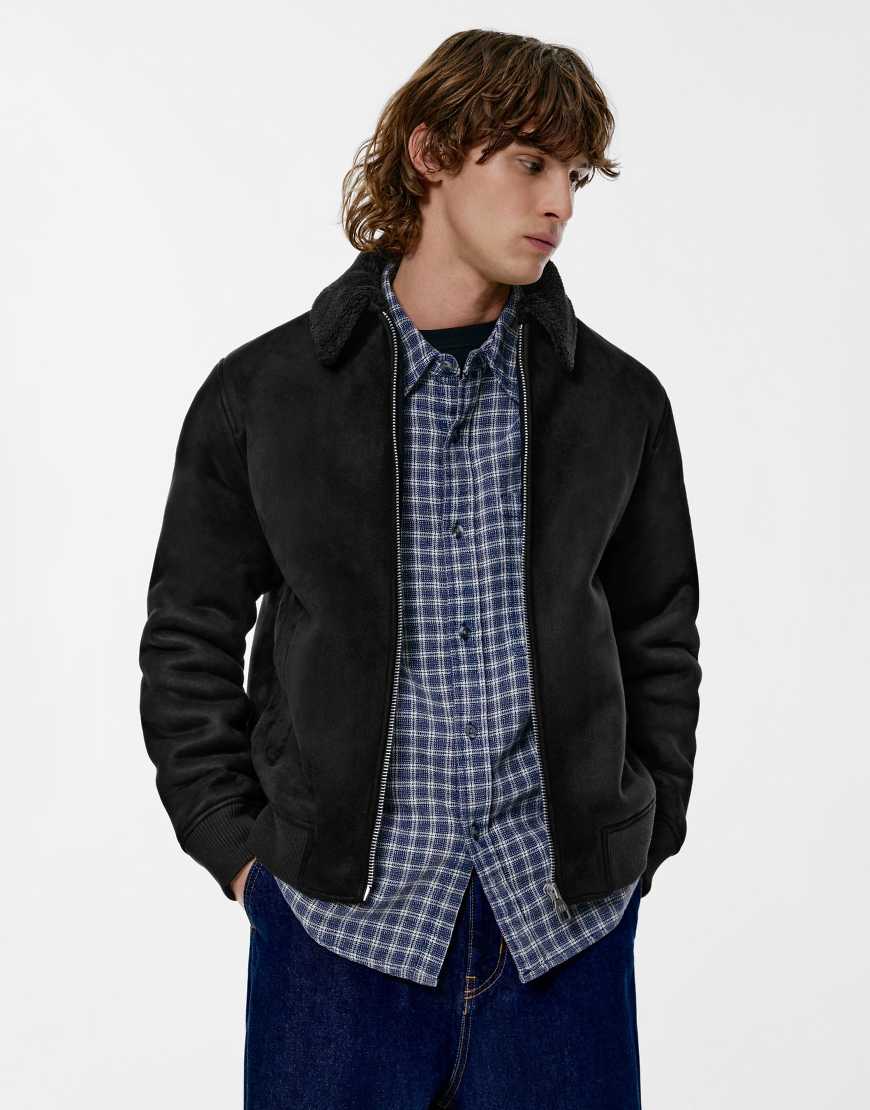 Pull & Bear - Combined - Doppelseitige Jacke in Schwarz von Pull & Bear