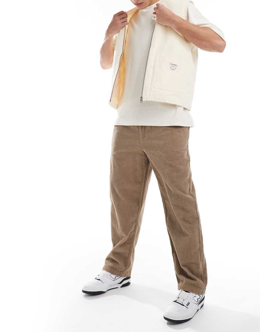 Pull & Bear - Cordhose in Beige mit weitem Bein-Neutral von Pull & Bear