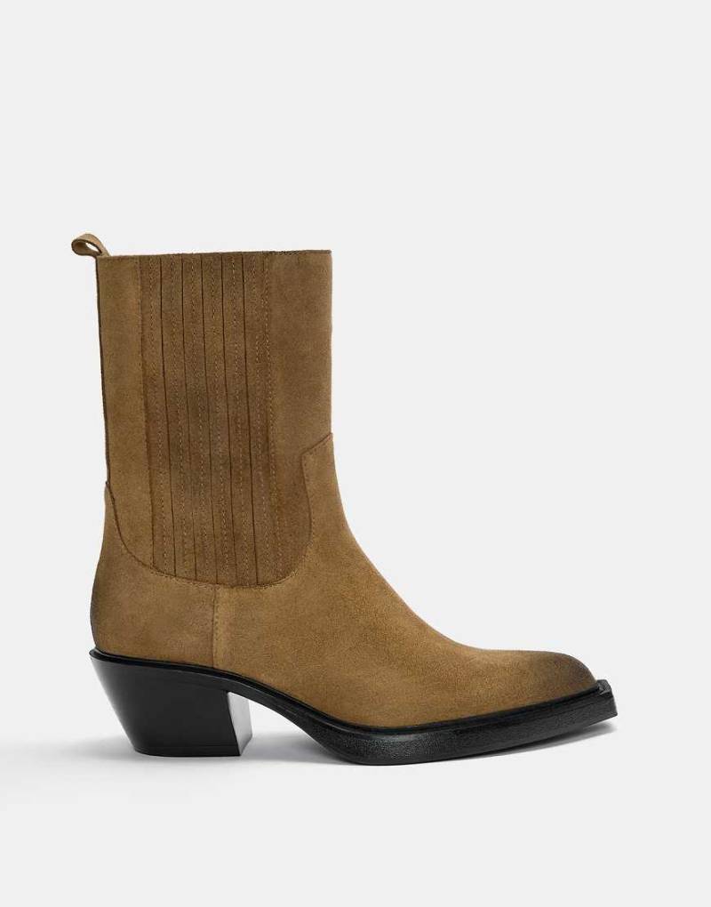 Pull & Bear - Cowboy-Ankle-Boots aus Leder in Braun von Pull & Bear