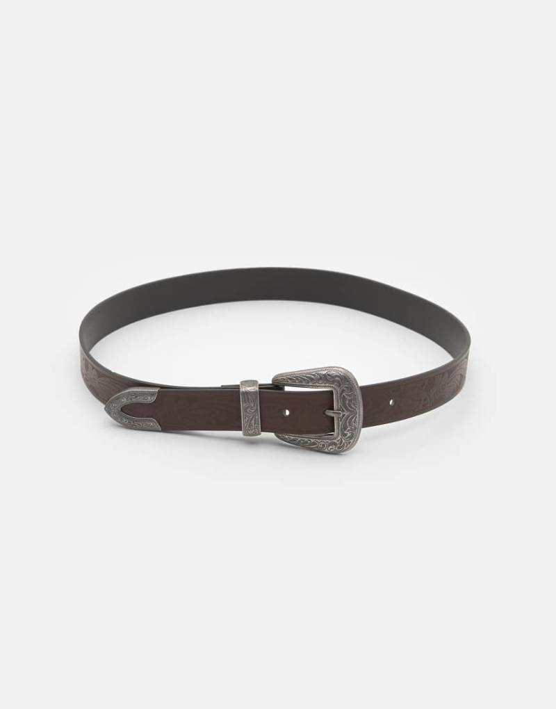Pull & Bear - Cowboy-Gürtel in Braun mit Lederoptik-Brown von Pull & Bear