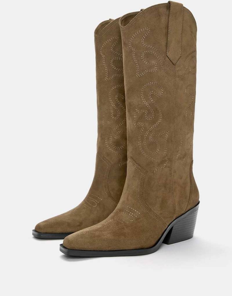 Pull & Bear - Cowboystiefel in Braun-Brown von Pull & Bear