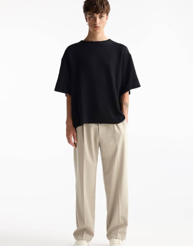 Pull & Bear - Elegante Hose in Beige mit weitem Bein-Neutral von Pull & Bear