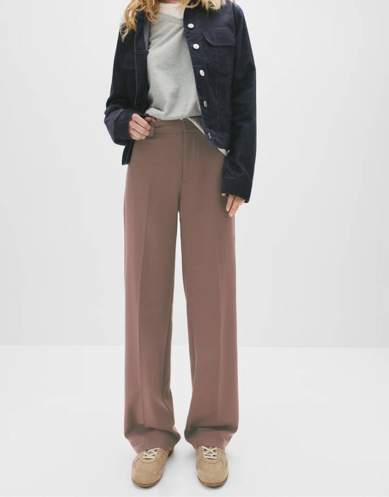 Pull & Bear - Elegante Hose in Braun mit hohem Bund und geradem Schnitt-Brown von Pull & Bear