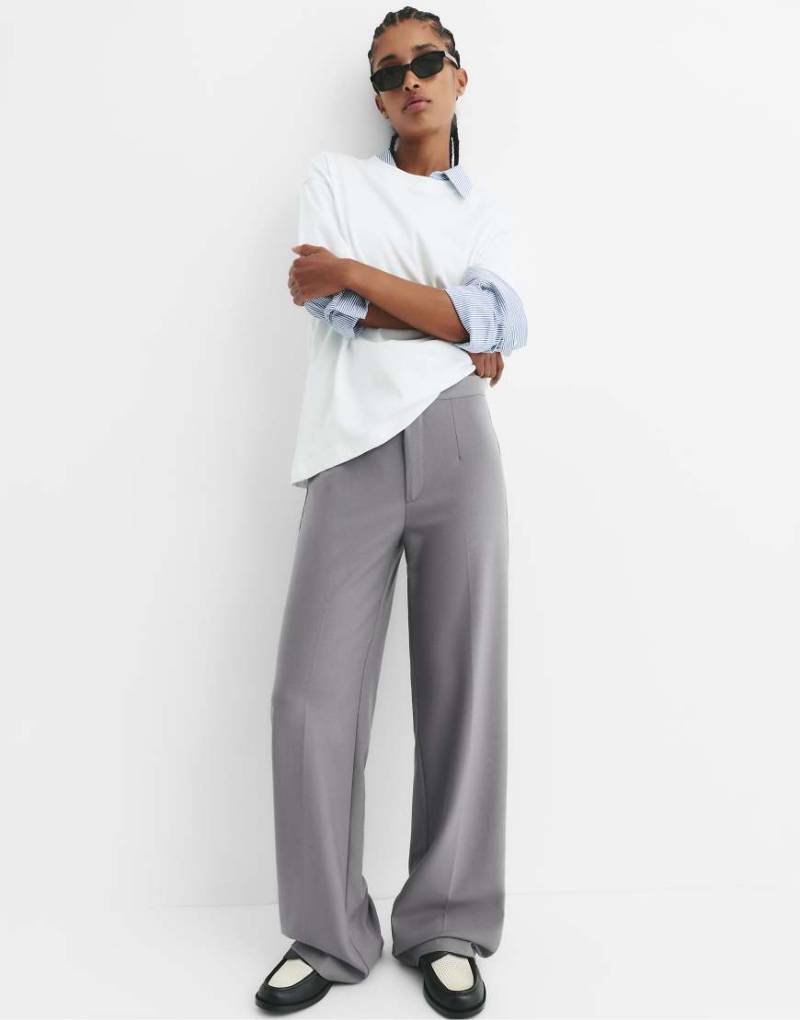 Pull & Bear - Elegante Hose in Hellgrau mit hohem Bund von Pull & Bear