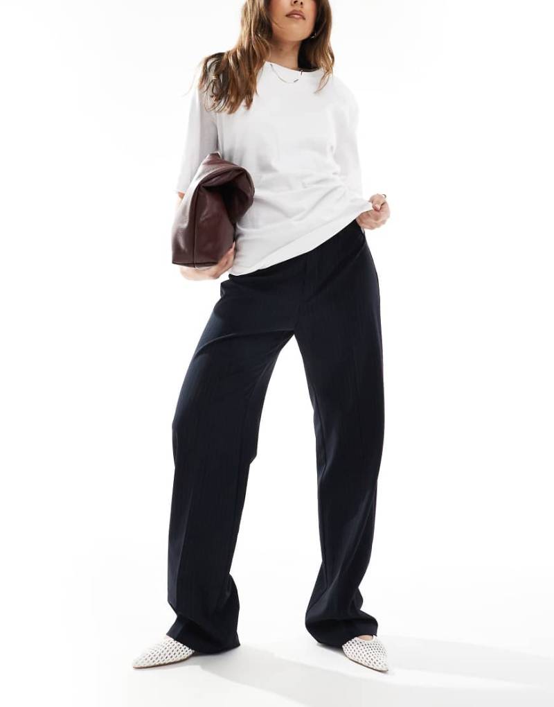 Pull & Bear - Elegante Hose in Marineblau mit hohem Bund und geradem Bein von Pull & Bear