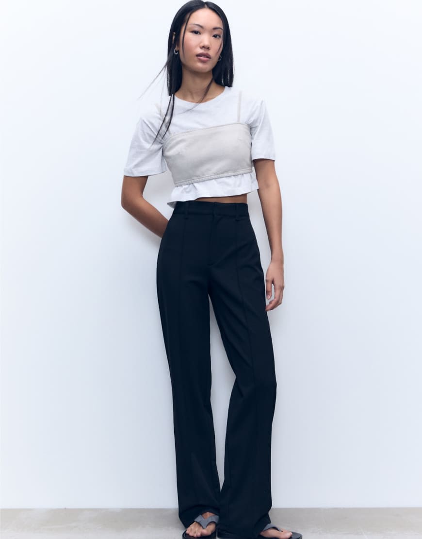 Pull & Bear - Elegante Hose in Schwarz mit Ziernaht von Pull & Bear