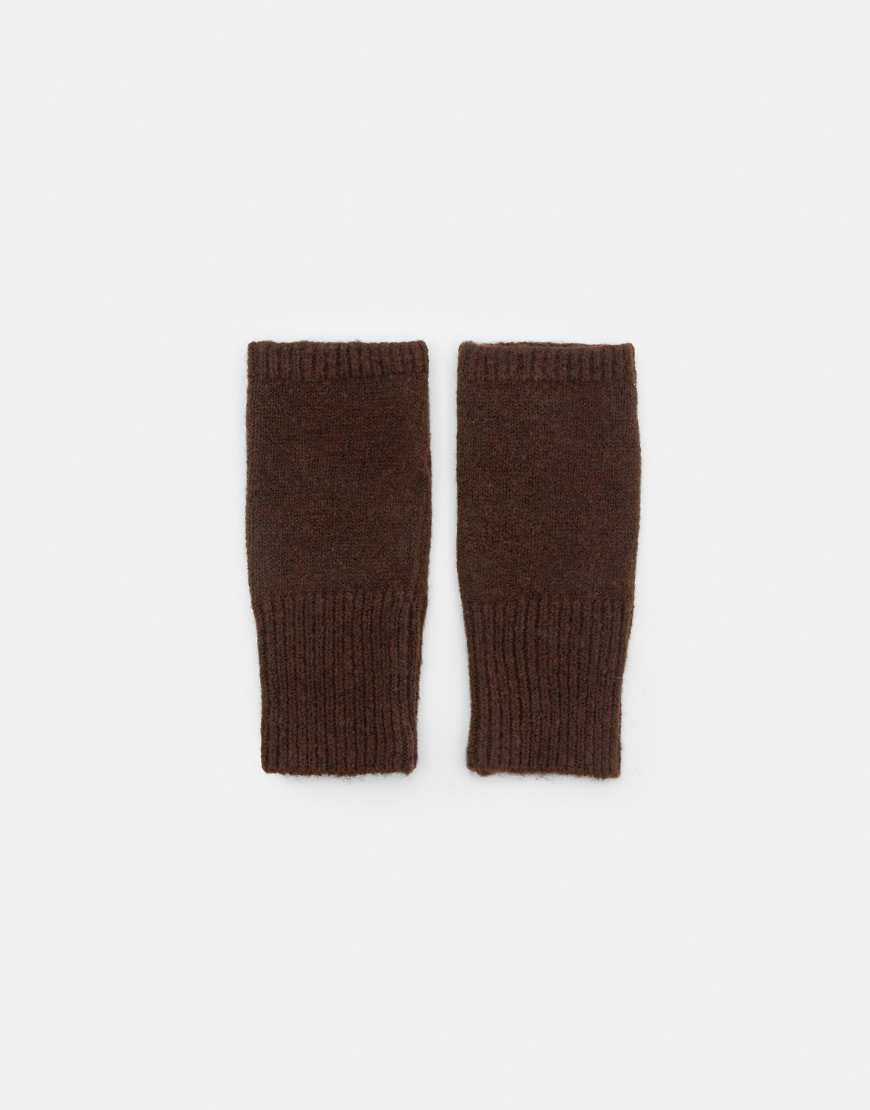 Pull & Bear - Fingerlose Strickhandschuhe in Braun-Brown von Pull & Bear