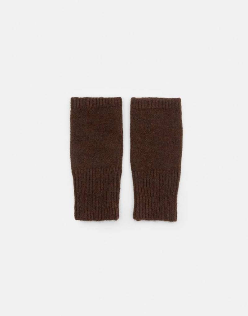 Pull & Bear - Fingerlose Strickhandschuhe in Braun-Brown von Pull & Bear