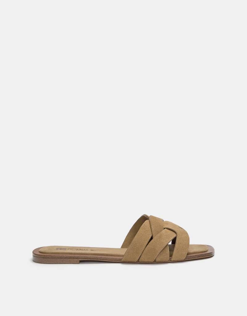 Pull & Bear - Flache Ledersandalen in Braun-Bunt Pull & Bear - Flache Ledersandalen in Braun-Bunt von Pull & Bear