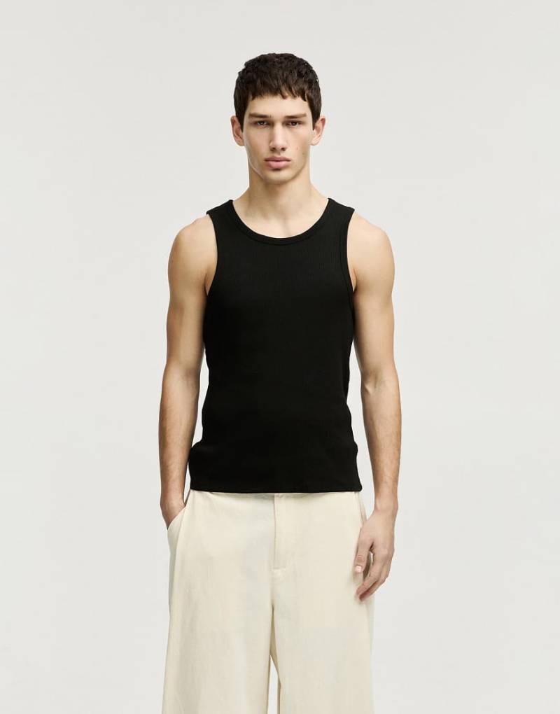 Pull & Bear - Geripptes Tanktop in Schwarz von Pull & Bear