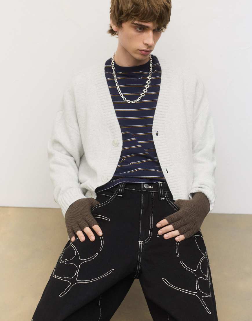 Pull & Bear - Gestrickte Basic-Fäustlinge in Braun-Brown von Pull & Bear