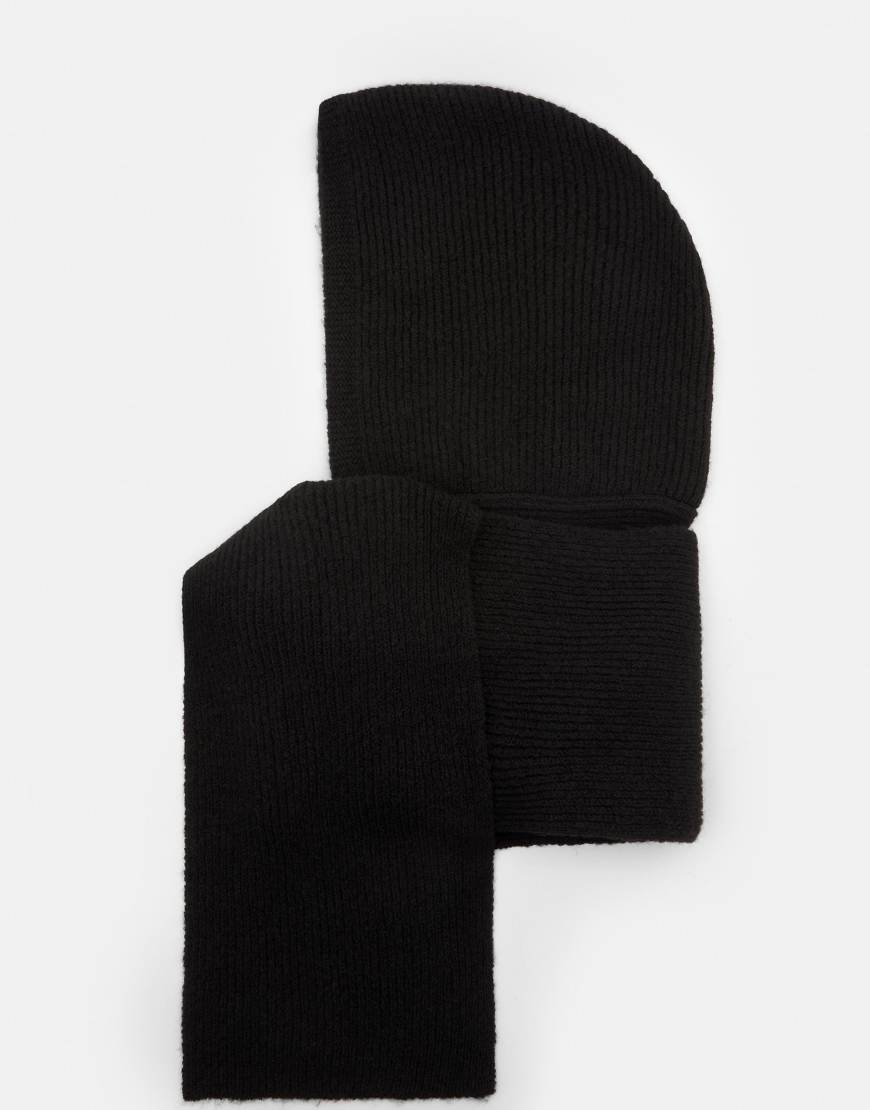 Pull & Bear - Gestrickter Schal mit Balaklava-Design in Schwarz von Pull & Bear