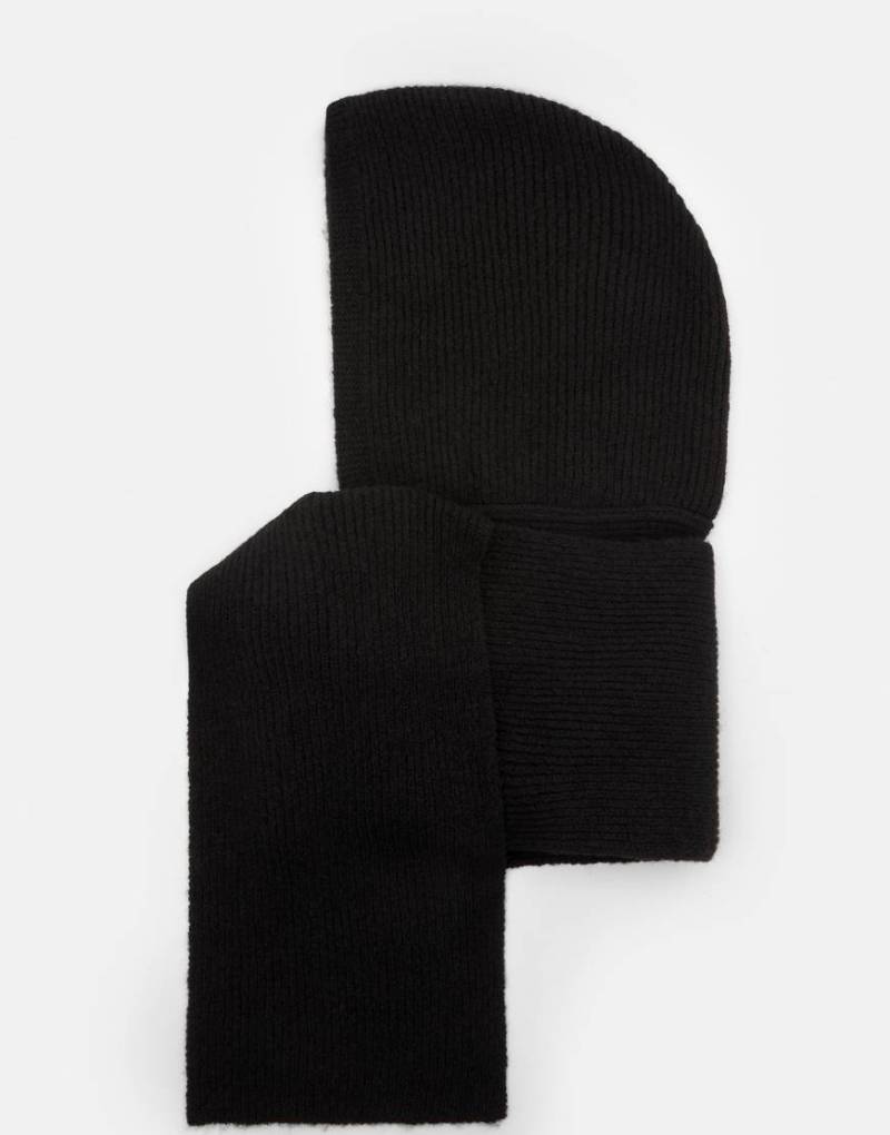 Pull & Bear - Gestrickter Schal mit Balaklava-Design in Schwarz von Pull & Bear