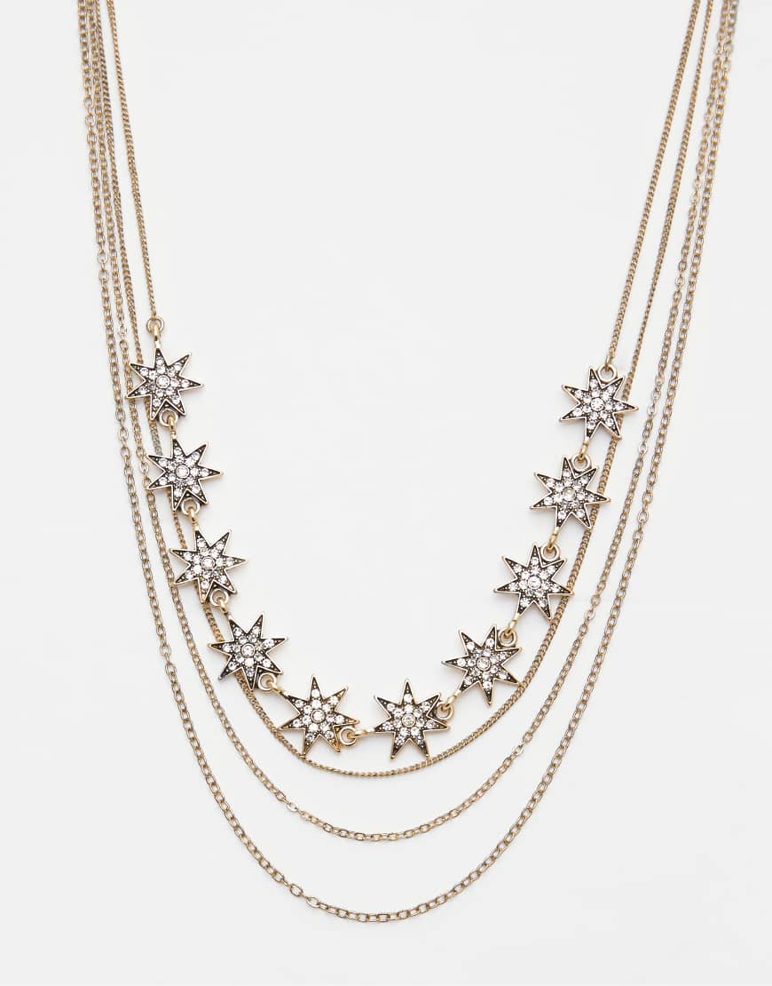 Pull & Bear - Glänzende Halskette in Gold mit Sterndetails-Goldfarben von Pull & Bear