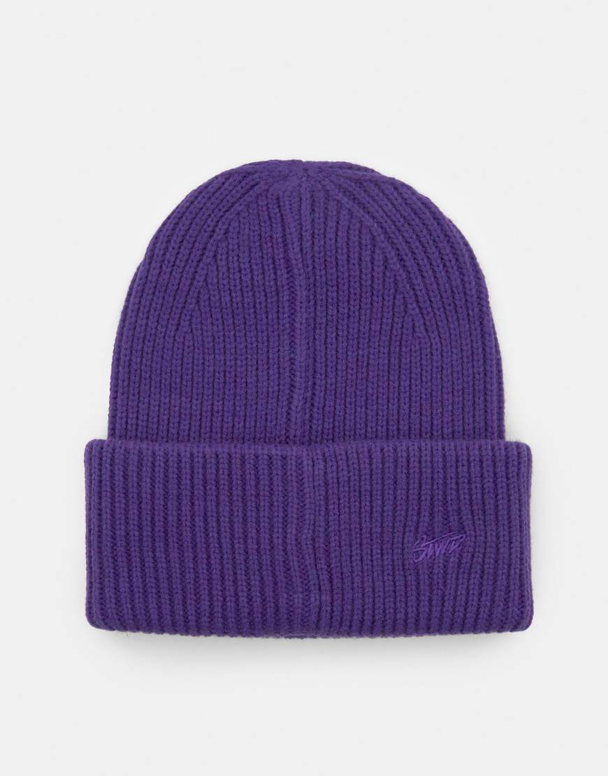 Pull & Bear - Grob gestrickte Mütze in Lila von Pull & Bear