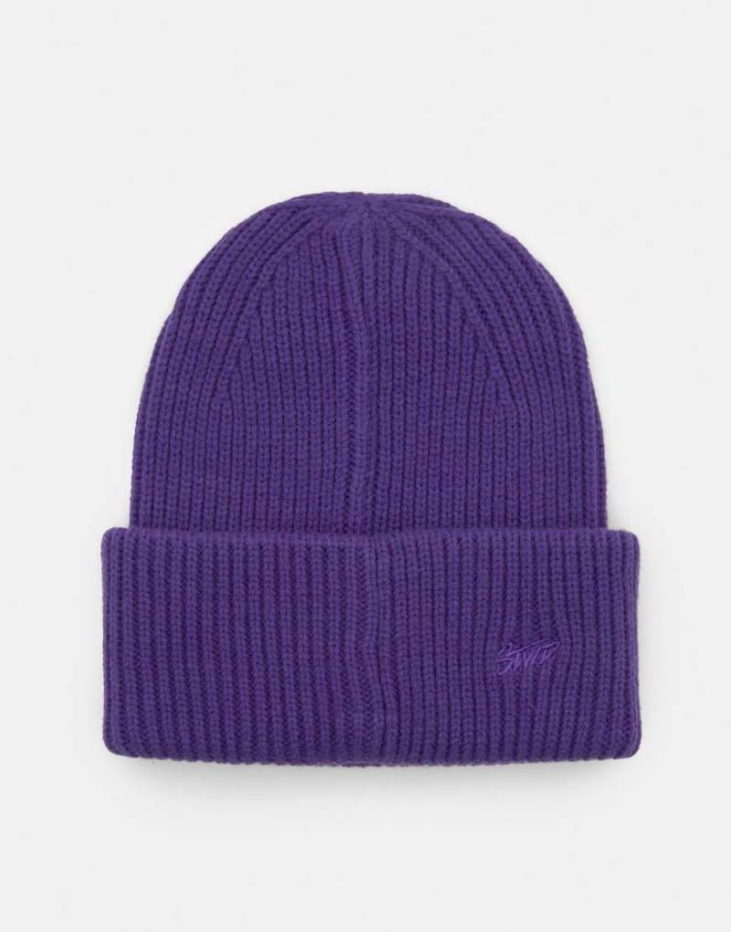 Pull & Bear - Grob gestrickte Mütze in Lila von Pull & Bear