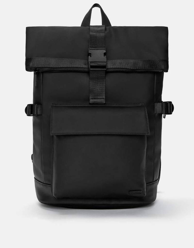 Pull & Bear - Gummierter Rucksack in Schwarz von Pull & Bear