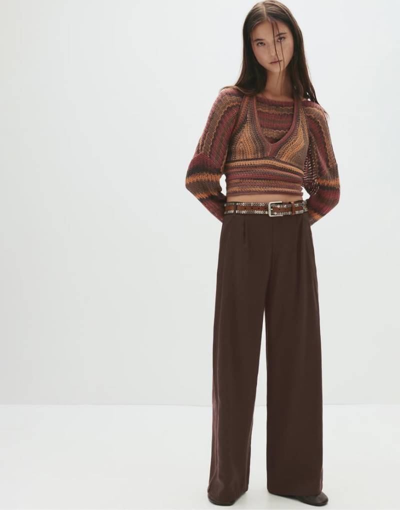Pull & Bear - Hose mit weitem Bein in Braun-Brown von Pull & Bear