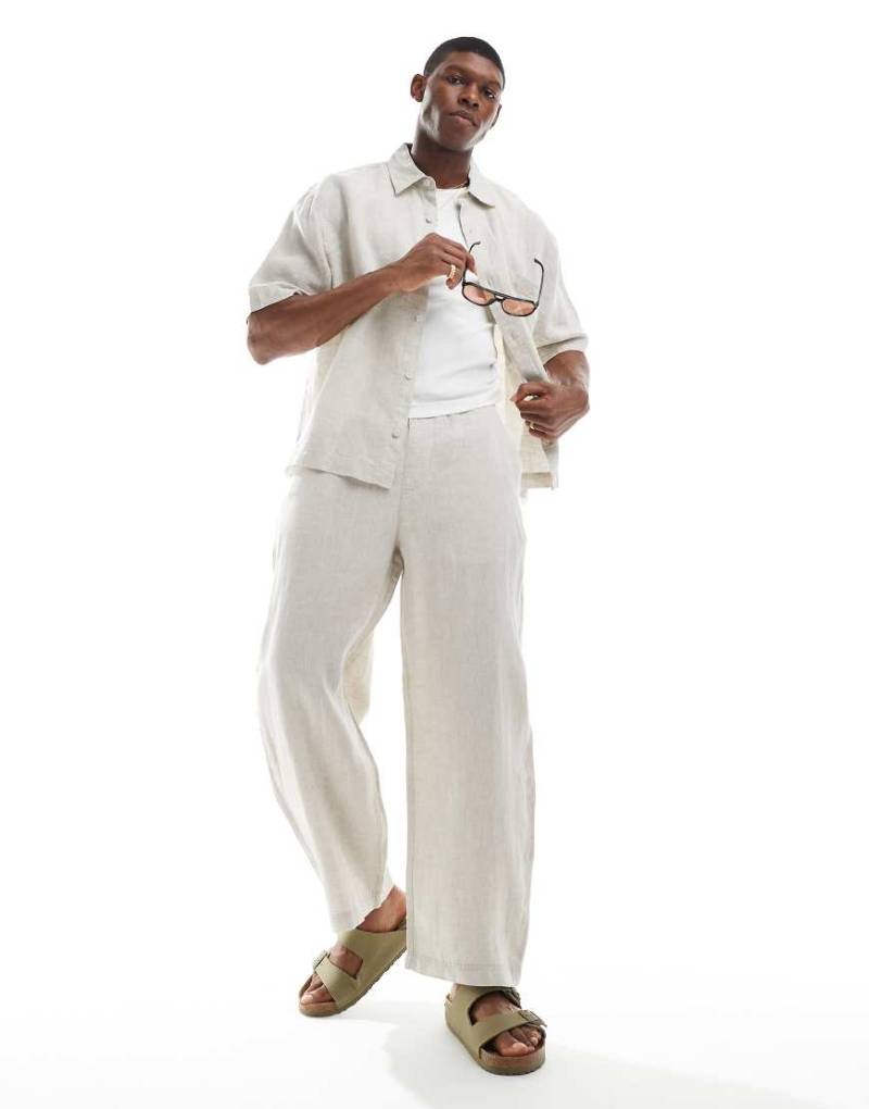 Pull & Bear - Jogginghose aus 100% Leinen in Beige-Neutral von Pull & Bear