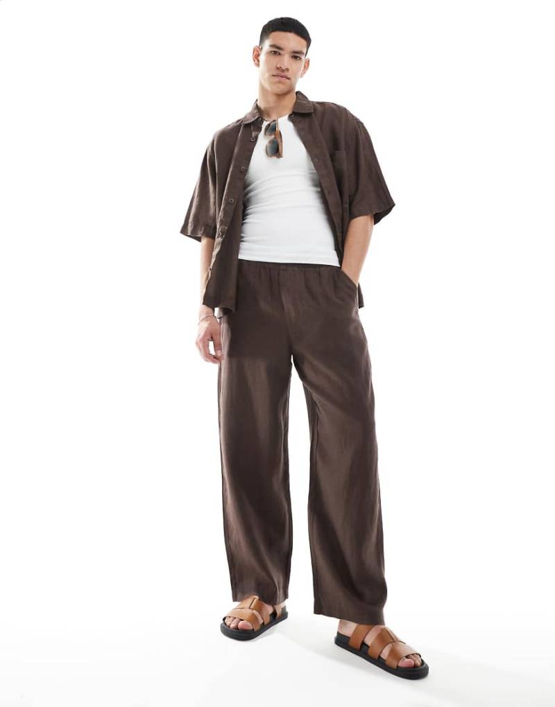 Pull & Bear - Jogginghose aus 100% Leinen in Braun von Pull & Bear