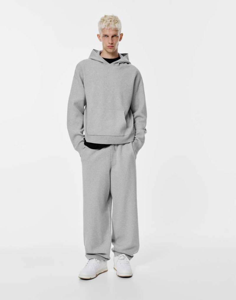 Pull & Bear - Jogginghose aus Grobstrick in meliertem Grau von Pull & Bear