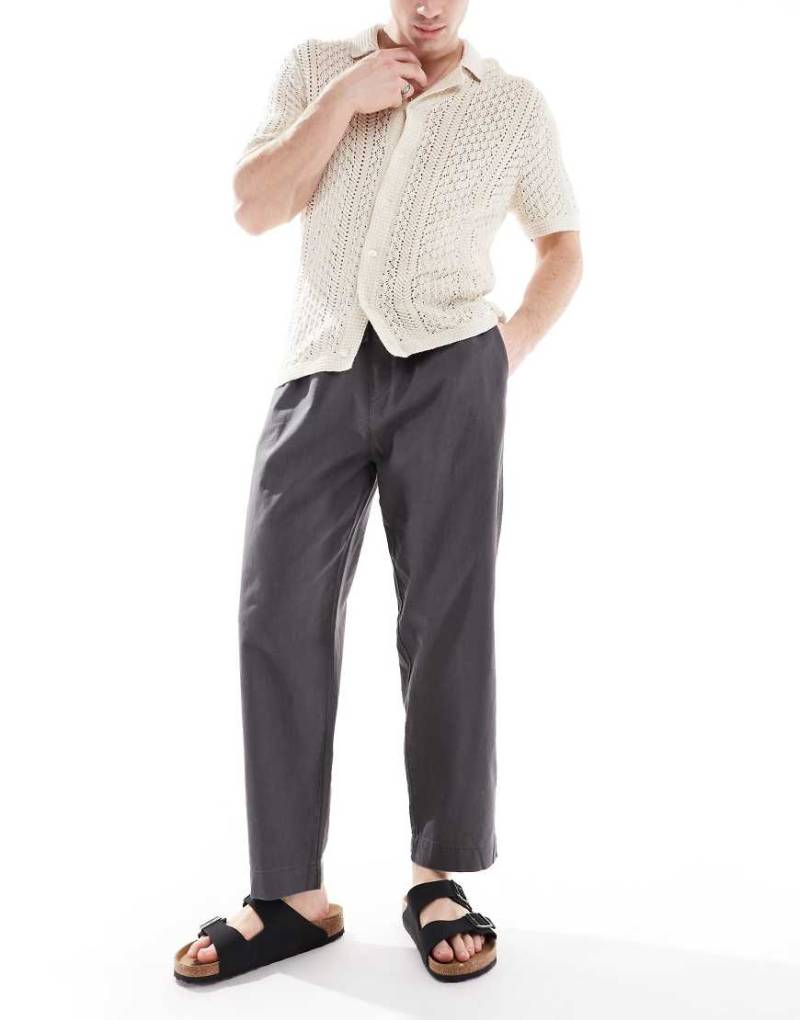 Pull & Bear - Jogginghose aus Leinenmix in Anthrazitgrau von Pull & Bear