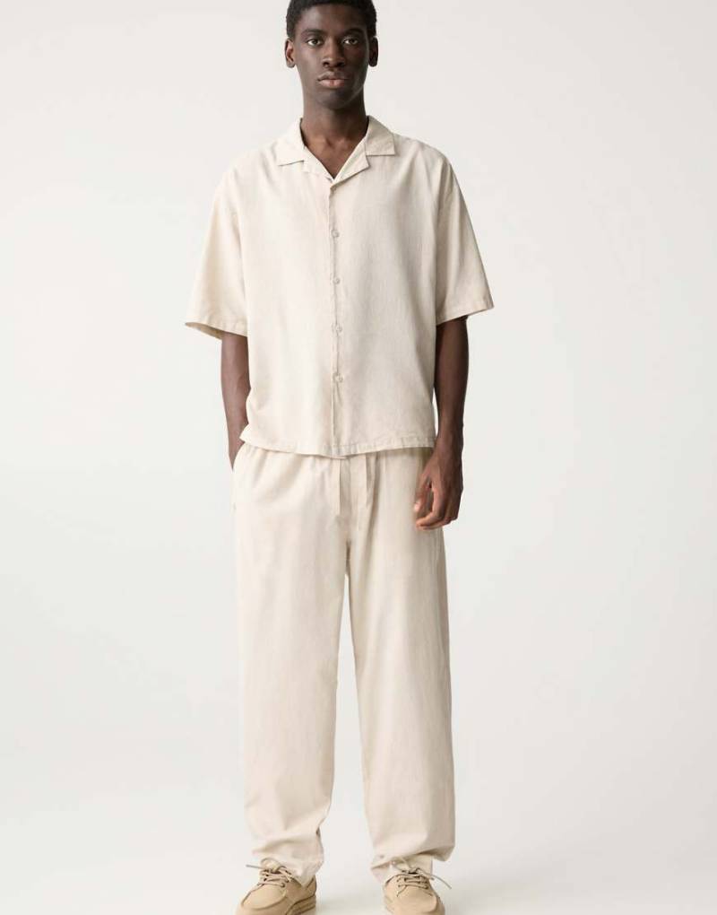 Pull & Bear - Jogginghose aus Leinenmix in Beige-Neutral von Pull & Bear