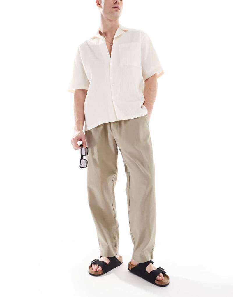 Pull & Bear - Jogginghose aus Leinenmix in Taupe-Grau von Pull & Bear