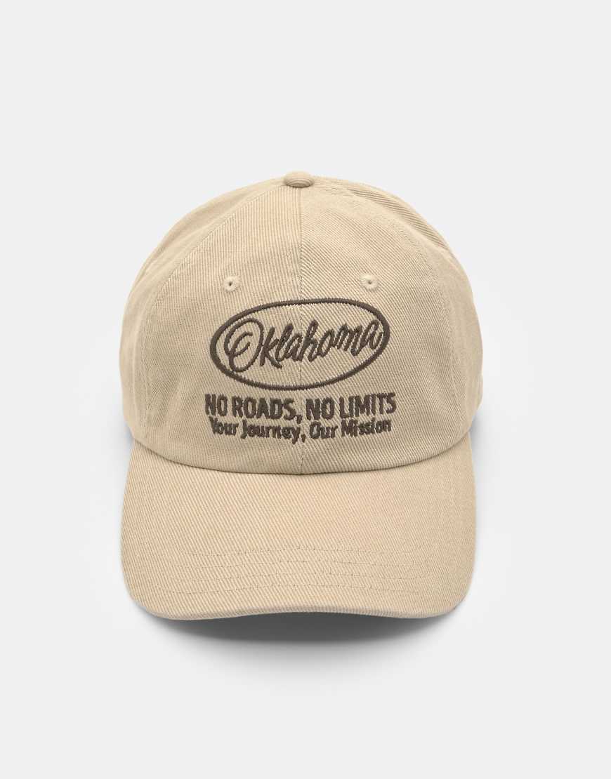 Pull & Bear - Kappe in Braun mit „Oklahoma"-Stickerei-Brown von Pull & Bear