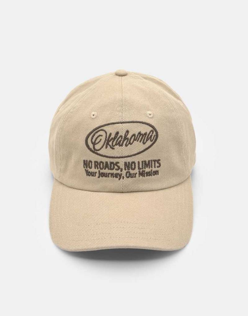 Pull & Bear - Kappe in Braun mit „Oklahoma"-Stickerei-Brown von Pull & Bear