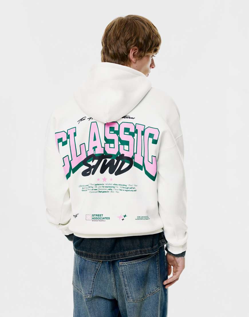 Pull & Bear - Kapuzenpullover in Wollweiß mit „Stwd Classic"-Print von Pull & Bear