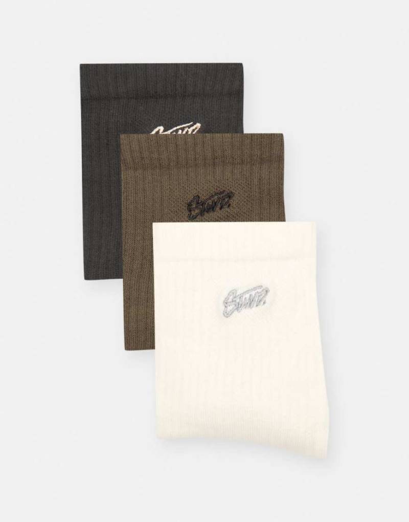 Pull & Bear - Lange Socken in Schwarz mit Stwd-Logo-Stickerei von Pull & Bear