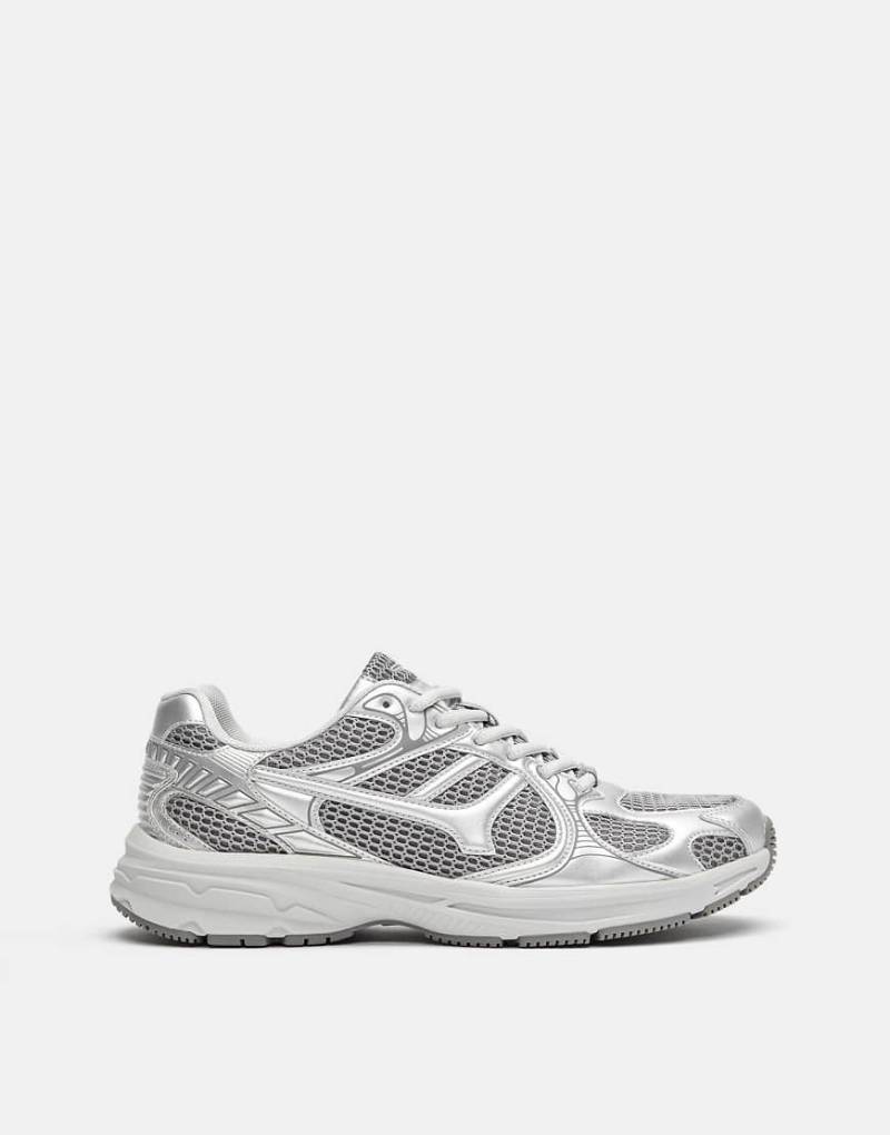Pull & Bear - Mehrteilige Sneaker in Silber-Bunt von Pull & Bear
