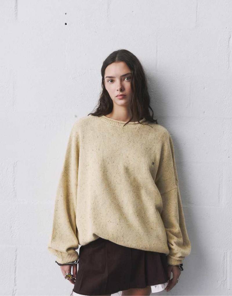Pull & Bear - Melierter Strickpullover in Beige-Neutral von Pull & Bear