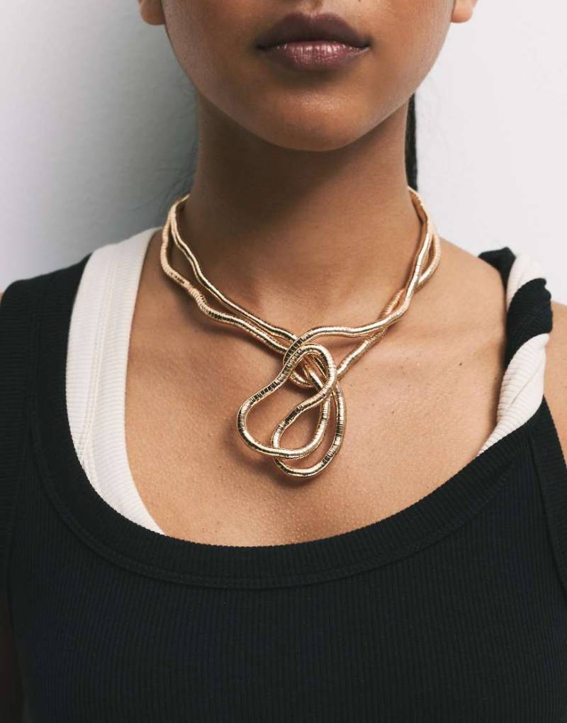 Pull & Bear - Metallic-Halskette in Gold-Goldfarben von Pull & Bear