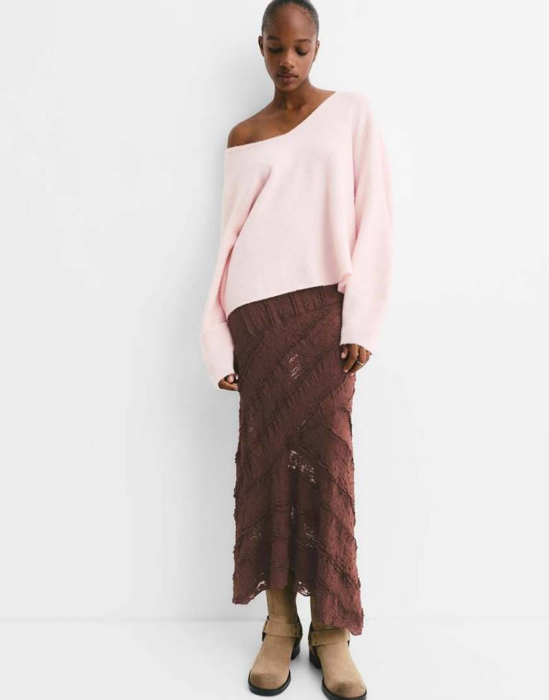 Pull & Bear - Midirock aus Spitze in Braun-Brown von Pull & Bear