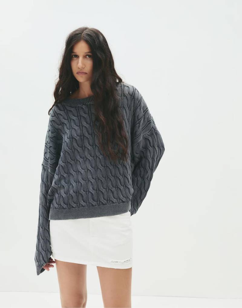 Pull & Bear - Mini-Jeansrock mit Zierrissen-Weiß von Pull & Bear