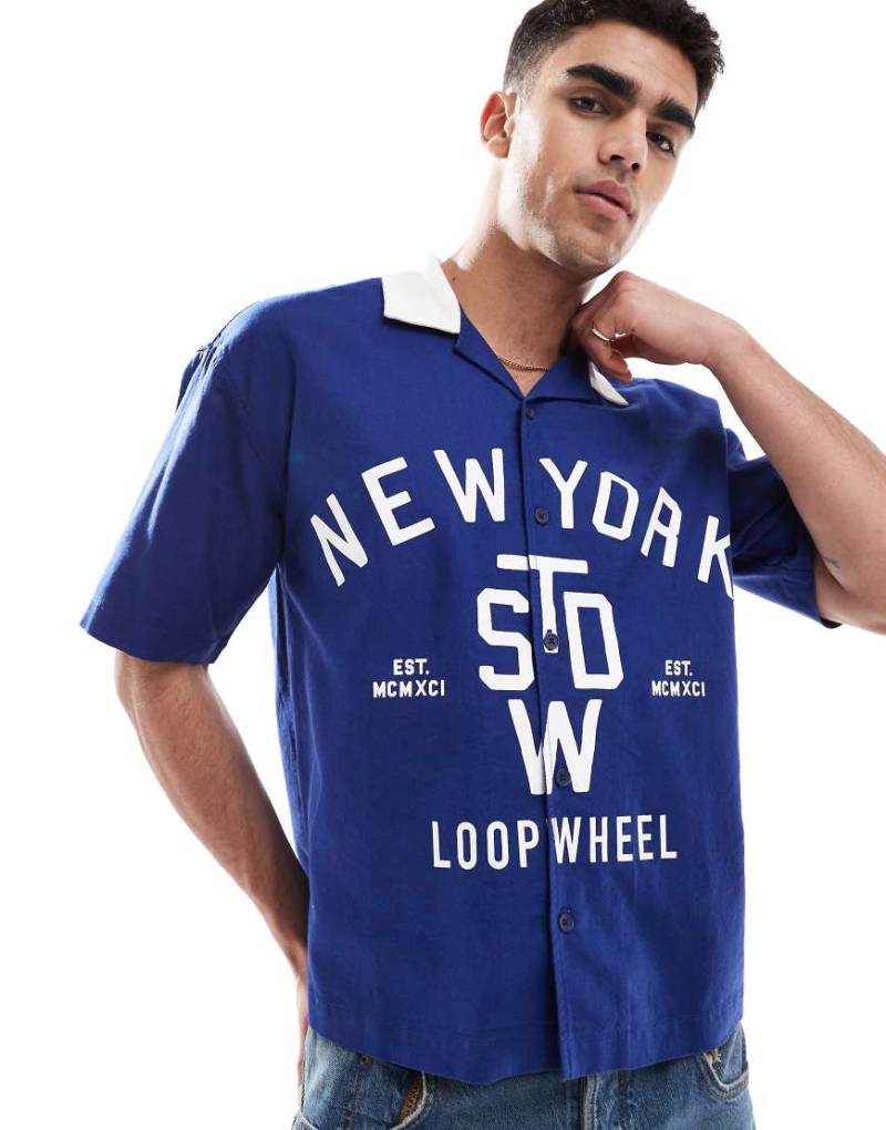 Pull & Bear - New York - Oversize-Strick-Polohemd in Blau von Pull & Bear