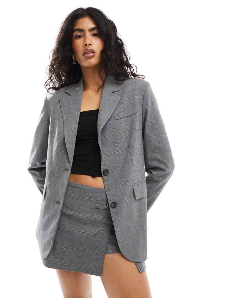 Pull & Bear - Oversize-Blazer in Grau kariert von Pull & Bear
