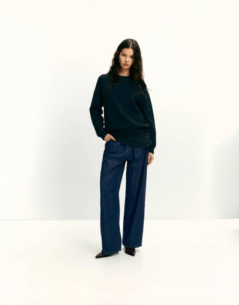 Pull & Bear - Oversize-Pullover in Schwarz mit Rundhalsausschnitt von Pull & Bear